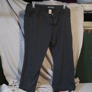 Gray stretchy pants.